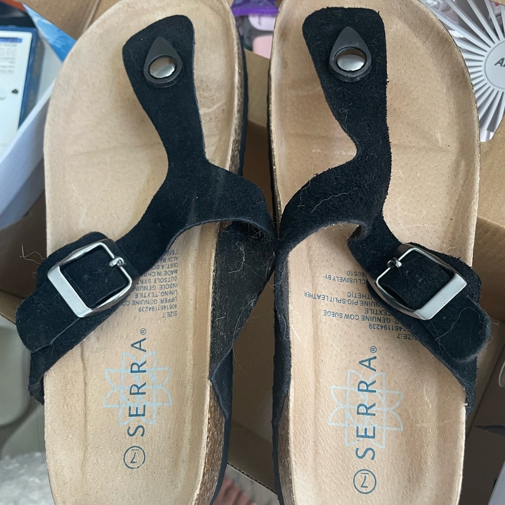 Serra Black Buckle Sandals